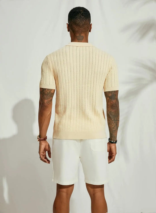 Men's Short Sleeve Polo Shirt Button Up Lightweight Summer Casual Knit Shirt Soft Breathable Comfortable Top Black